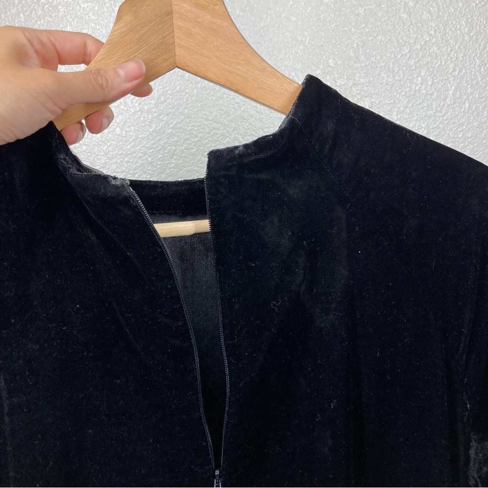 & Other Stories Crushed Velvet Black Swing Dress Short Sleeves Size 8 A- Line - Picture 13 of 16